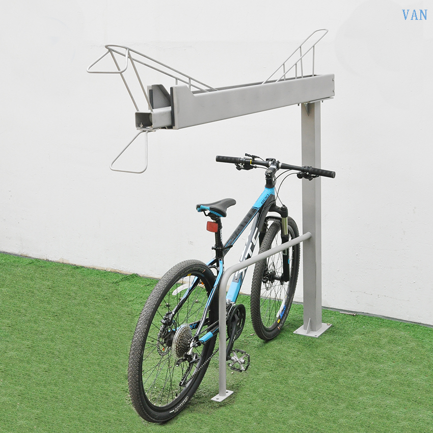 China Fabrikant Two Tier White Safety Metal Bike Stands te koop